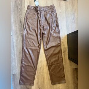 H&M Brown Faux Leather Pants